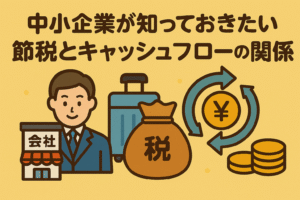 中小企業向けに節税とキャッシュフローの関係をわかりやすく表現したイラスト
